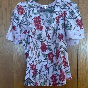 Rebecca Taylor Purple Floral Puff Sleeve Blouse
